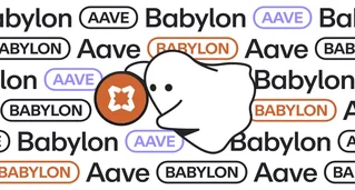 Aave ghost holding the Babylon symbol against a background of Aave and Babylon names