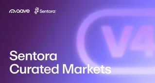 Purple Aave and Sentora graphic with a large V4 badge and the words Sentora Curated Markets