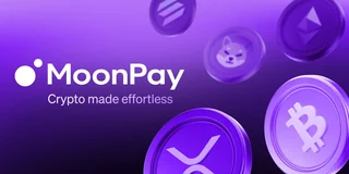 MoonPay branding with cryptocurrency symbols