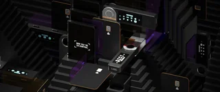 Ledger devices on dark podiums