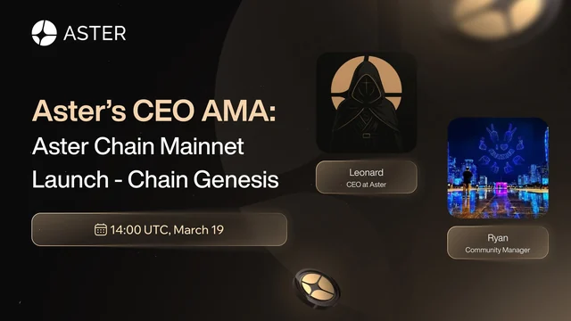 Aster graphic for the CEO AMA on the Aster Chain mainnet launch, Chain Genesis