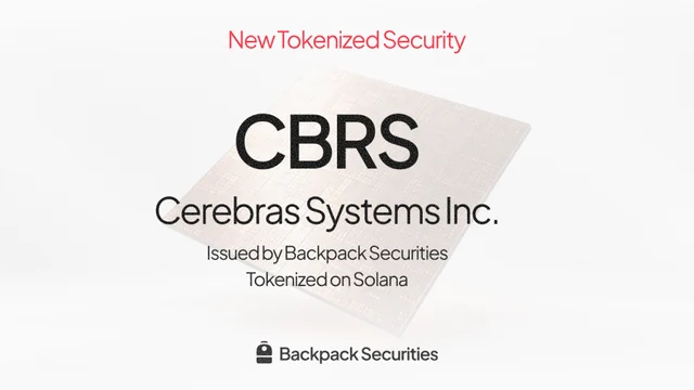 Backpack artwork naming the CBRS token, Cerebras Systems and Solana