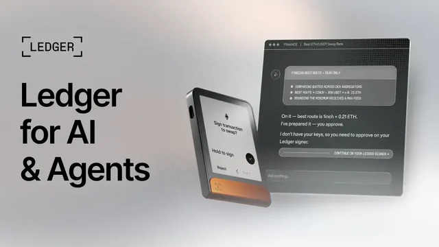 Ledger agent toolkit illustration with a hardware signer and a proposed transaction