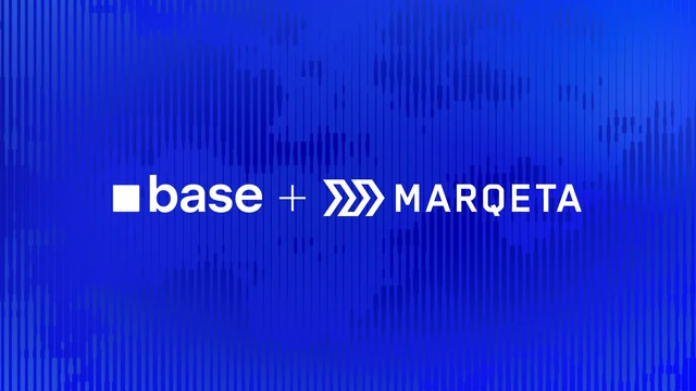 Base announcement graphic for stablecoin-backed cards with Marqeta