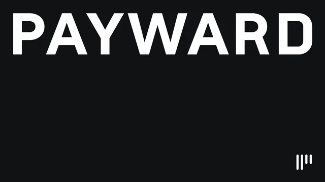 White PAYWARD wordmark on a black background, the artwork on Payward's Kazakhstan press release