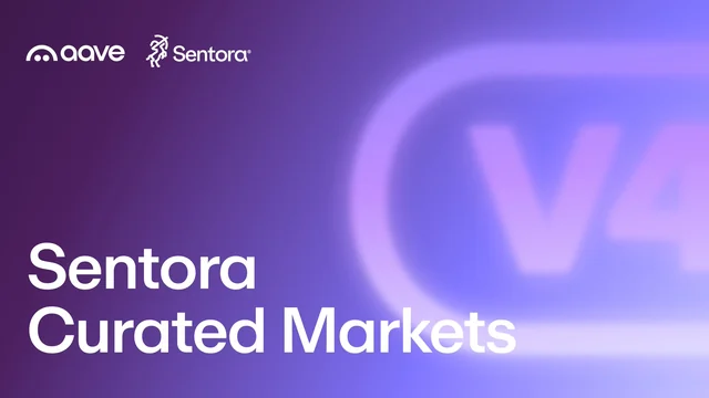 Purple Aave and Sentora graphic with a large V4 badge and the words Sentora Curated Markets