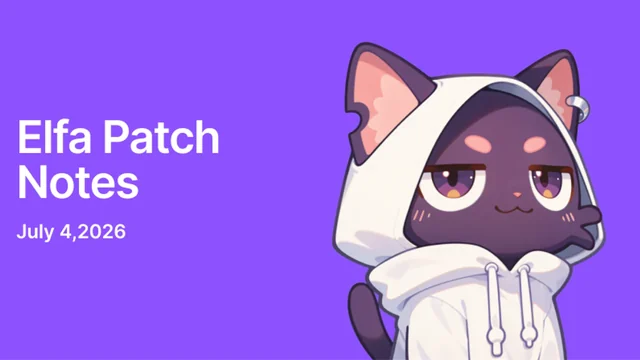 Elfa official artwork for Elfa’s July patch adds clock-based schedules and prepaid API balances