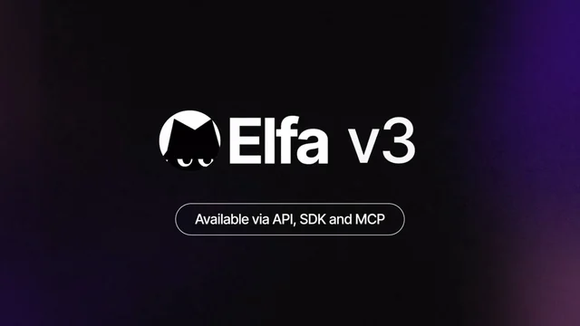 Elfa v3 launch card: available via API, SDK and MCP