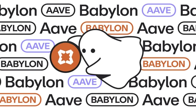 Aave ghost holding the Babylon symbol against a background of Aave and Babylon names