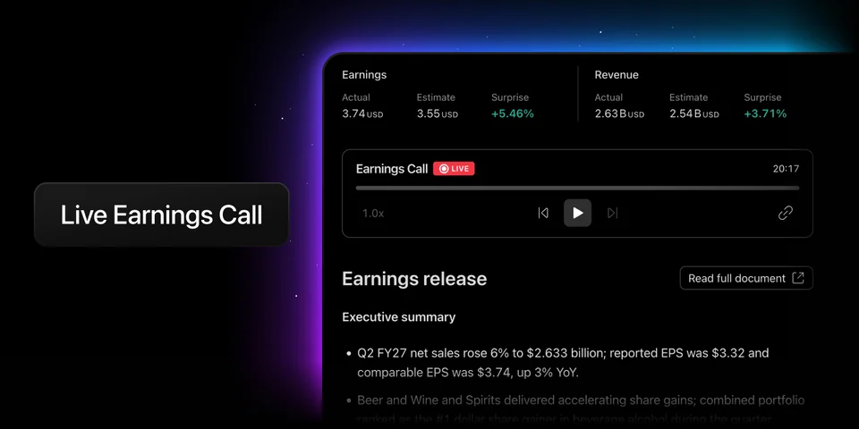 TradingView’s earnings-call player beside company results