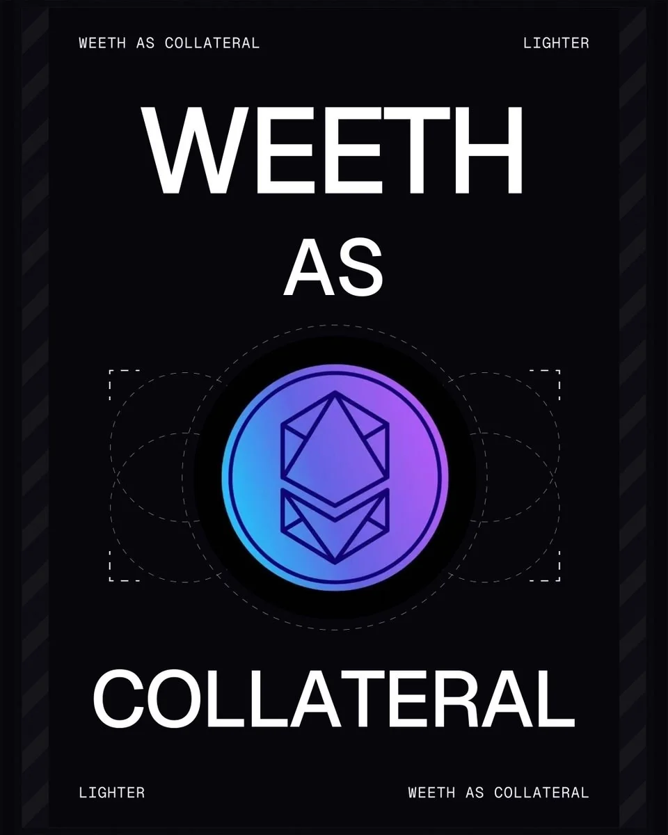 Lighter card reading WEETH AS COLLATERAL around the weETH token logo