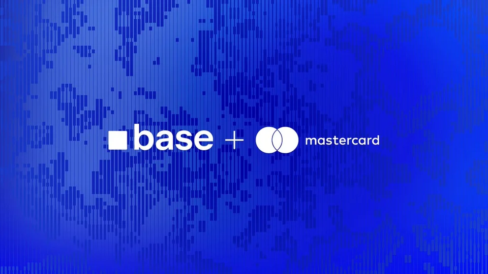 Base and Mastercard logos side by side on a deep blue background