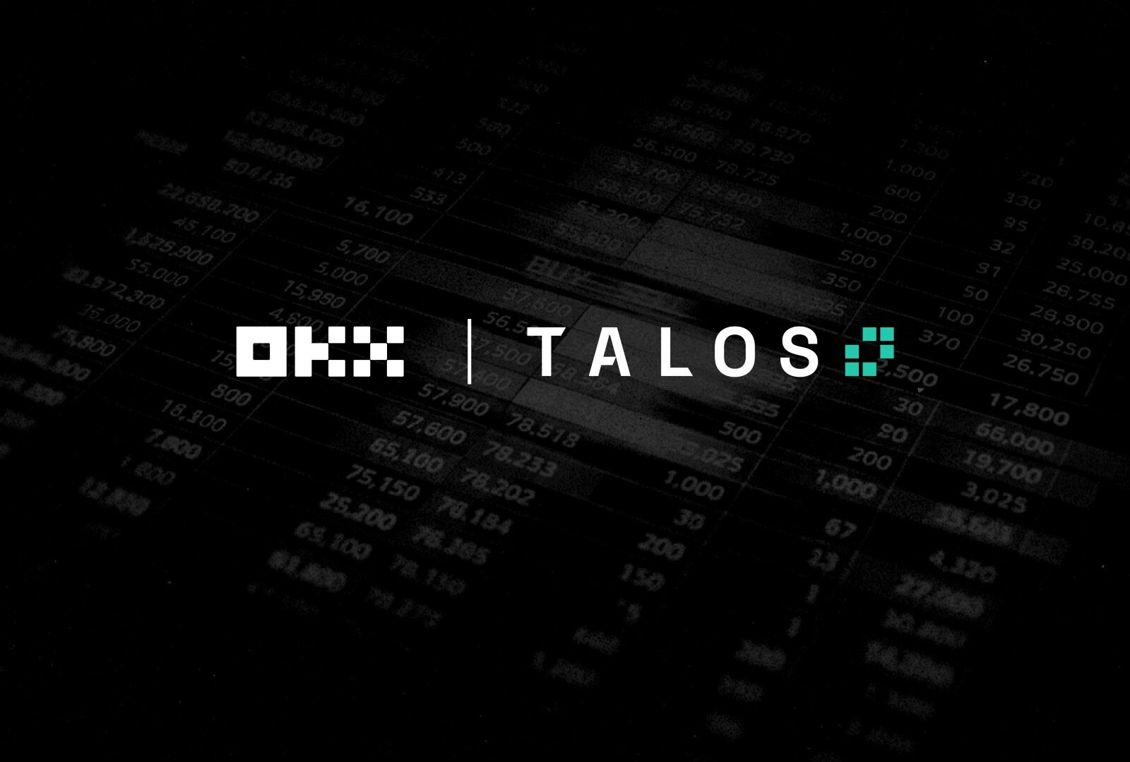 OKX and Talos logos over a trading screen illustration